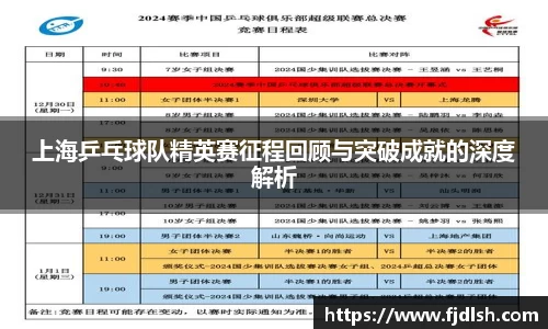 上海乒乓球队精英赛征程回顾与突破成就的深度解析